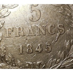  FRANCIA LUIGI FILIPPO I  5 FRANCHI 1845 BB VARIANTE/DIFETTO DI CONIO 